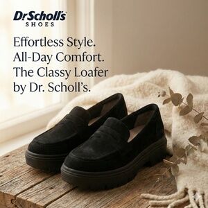 Dr Scholls Classy Platform Loafer Chunky Lug Sole Black 6.5